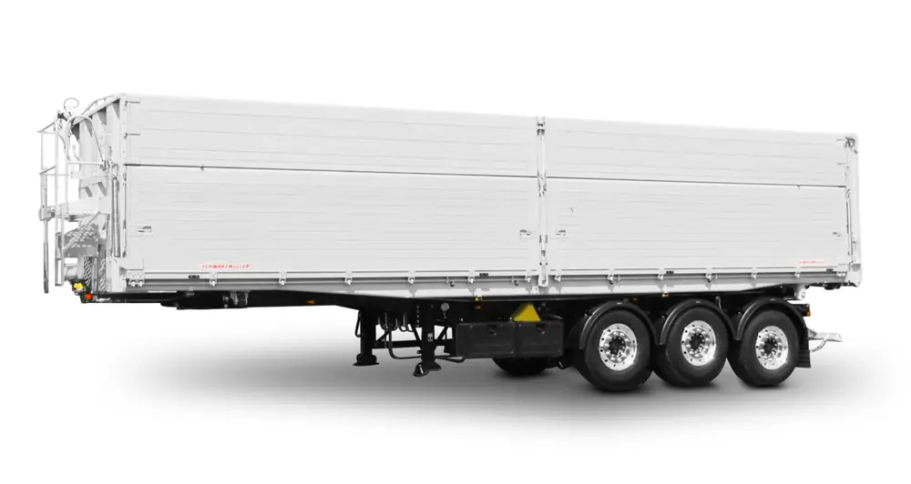Schwarzmüller 3-axle large-scale aluminium hollow profile tipper semitrailer for (un)loading and tipping to the left or rear