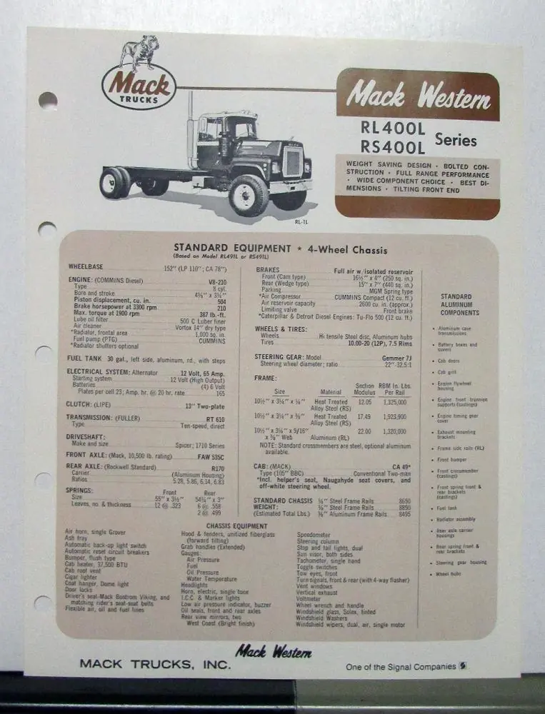 Mack RL400LS CA49 Cummins VB-210 6x2