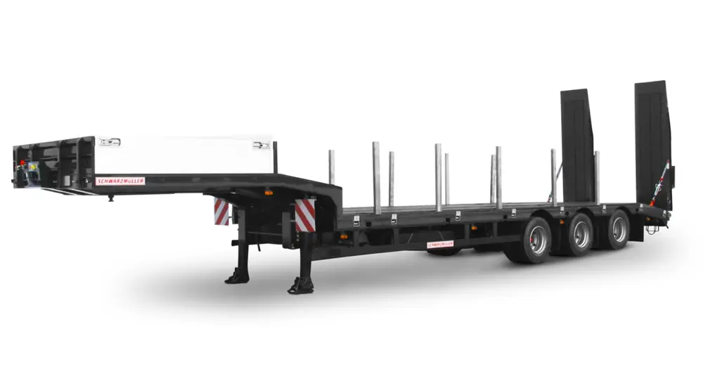 Schwarzmüller 3-axle low loader semitrailer with offset platform - reinforced - extendible