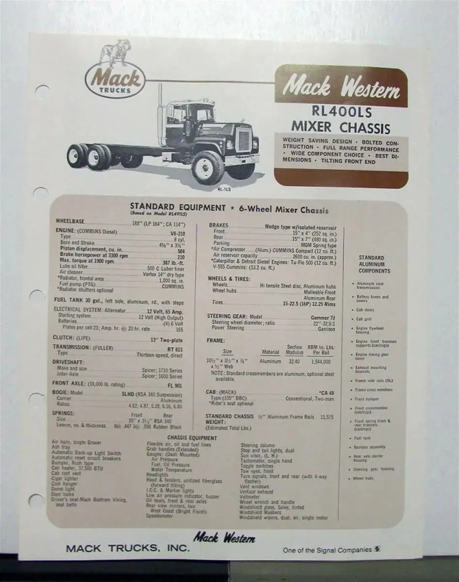 Mack RL491LS CA49 Cummins VB-210 6x2